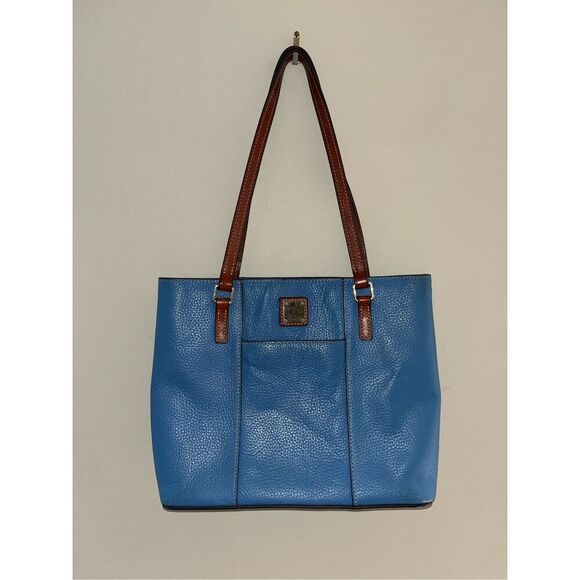Dooney & Bourke Blue Pebble Grain Small Lexington Leather Tote - Picture 1 of 8